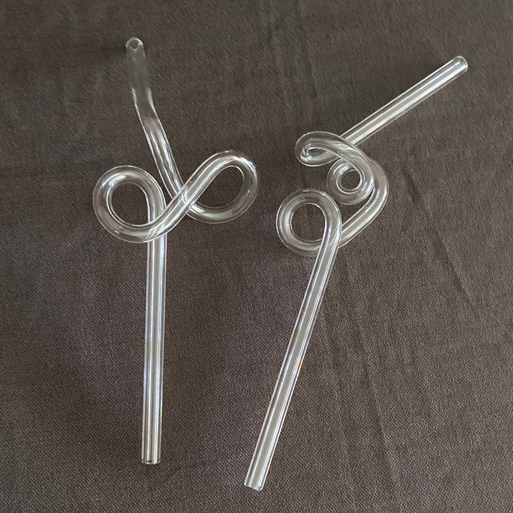 NEW! Clear Glass Novelty Twist Drinking Straws hand made.